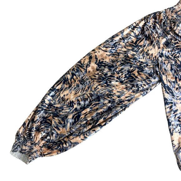 Free People‎ Multicolored Go Get Em Crushed Velvet Balloon Sleeve Blouse Medium - Picture 3 of 5